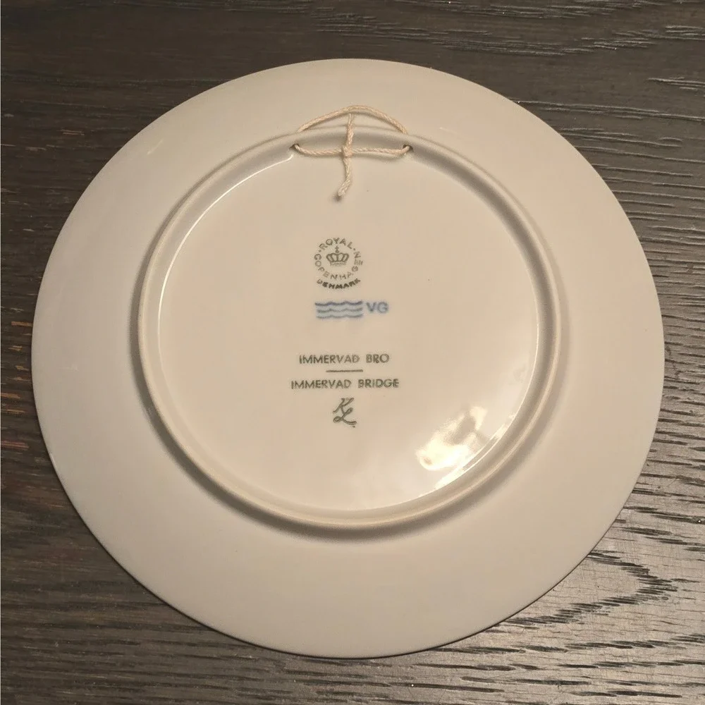 1977 Royal Copenhagen Immervad Bridge Blue White Porcelain Collector Plate